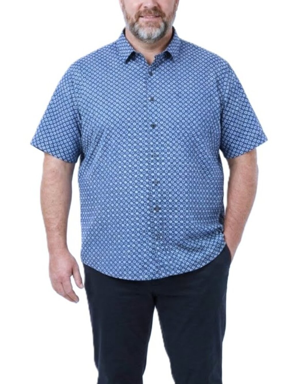SYNRGY Short-Sleeve Button-Up Shirt. Plus Size 2XL